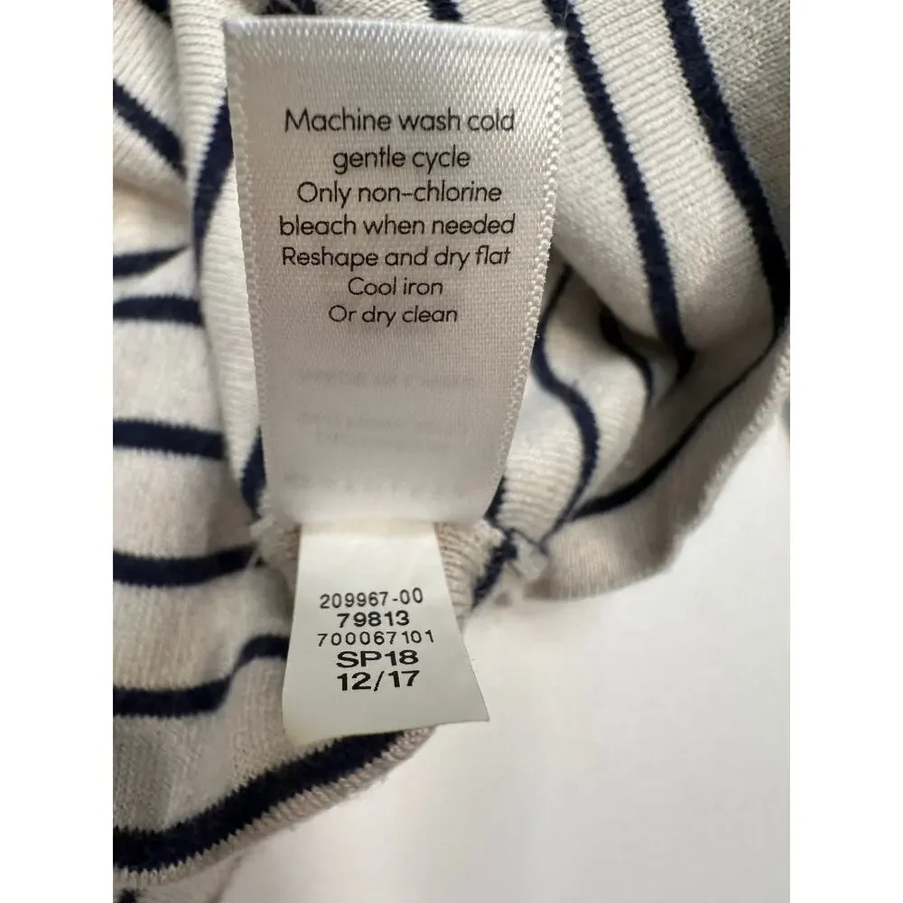 Athleta Retreat Striped V-Neck Sweater Silk/Cashmere Size Small